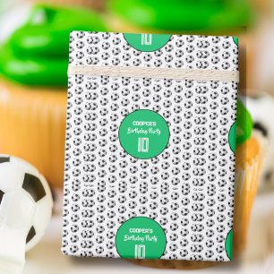 Green Boy Soccer Birthday Party Wrapping Paper