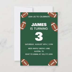 Green Boys Football Birthday for All Ages Invitation