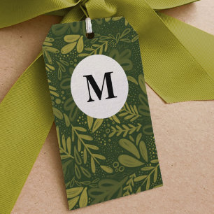 Green Bramble   Festive Botanical Monogram Gift Tags