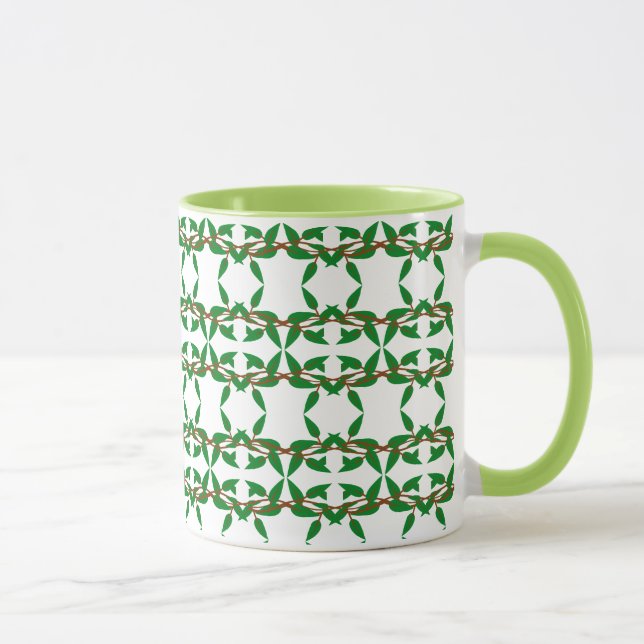 Green Branch Pattern Coffee Tea Mug Cup (Right)