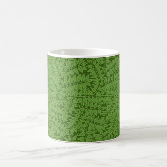 Green Branch Pattern (Jungle Art) (William Morris) Coffee Mug (Center)