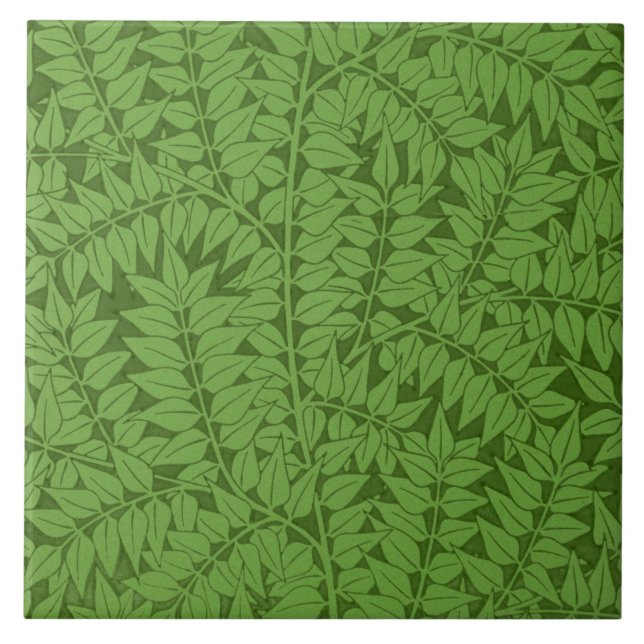 Green Branch Pattern (Jungle Art) (William Morris) Tile (Front)