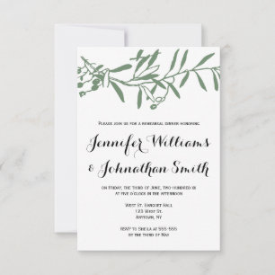 Green branch rehearsal dinner invitations