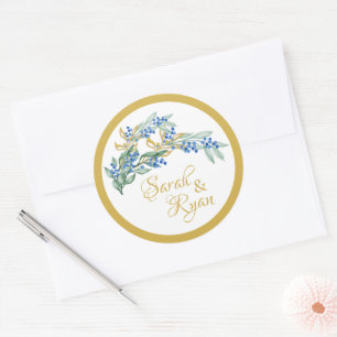 Green Branch Round Wedding Stickers