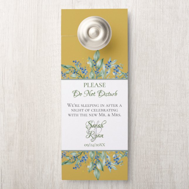 Green Branch Wedding Suite Favour - Door Hanger (On Knob)