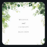 Green Branches Border Wedding Square Sticker<br><div class="desc">Green Branches Border Wedding Design -  Perfect for everyone who loves greenery for their wedding main theme</div>