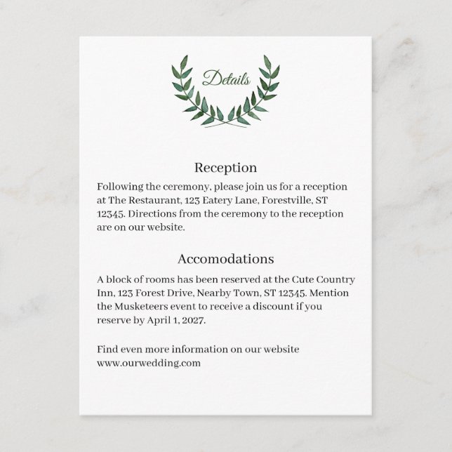 Green Branches Detail Card (Front)