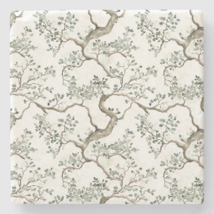 Green Branches Trees Stone Coaster
