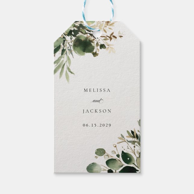 Green Branches Wedding Gift Tags (Front)