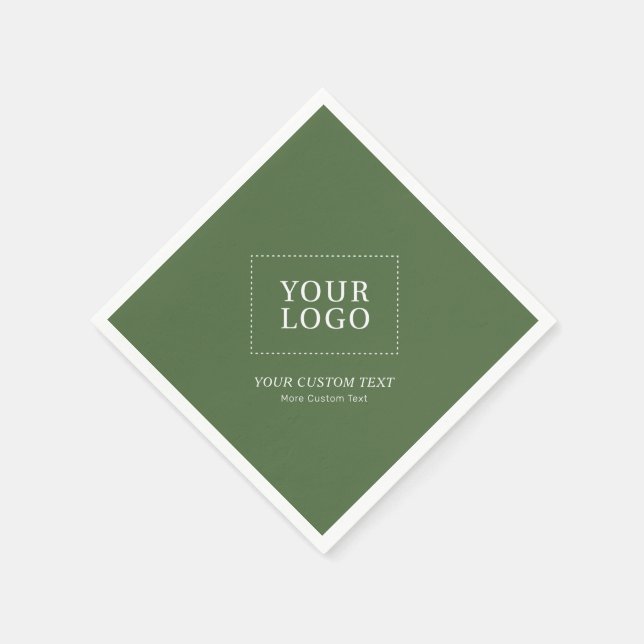Green Branded Custom Business Logo Promotional Napkin (Corner)