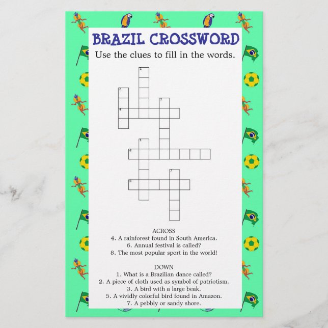 Green Brazil crossword puzzle (Front)