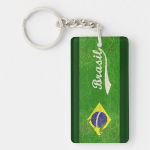 Green Brazil Flag Key Ring
