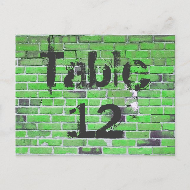 Green Brick Graffiti Reception Table Numbers Postcard (Front)