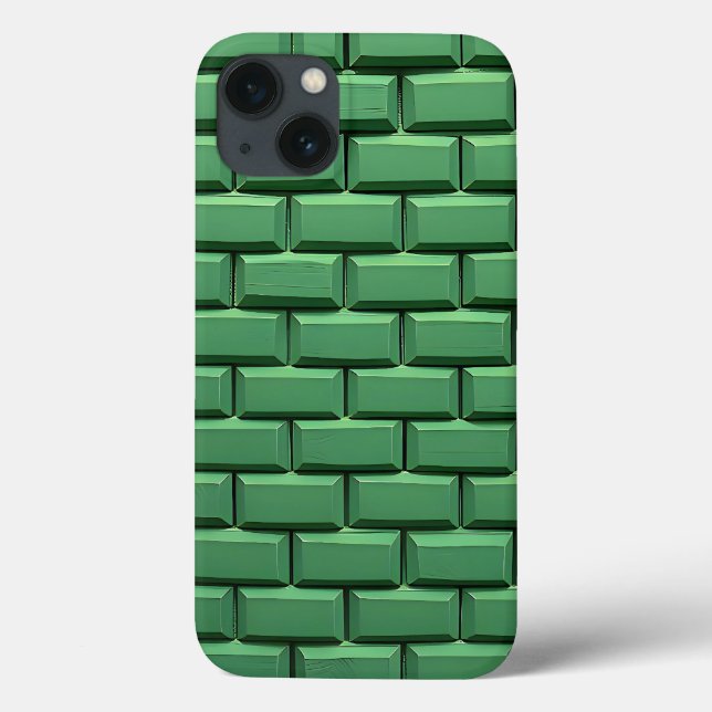 Green Brick Pattern iPhone Case Cool Design (Back)