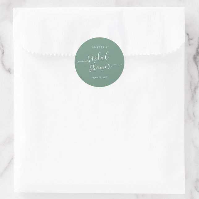 Green Bridal Shower Classic Round Sticker (Bag)