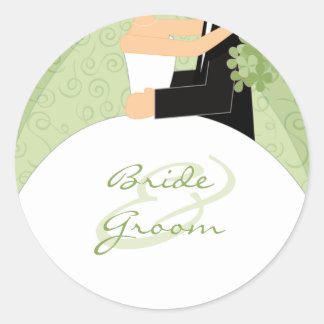 Green Bride and Groom Wedding Stickers