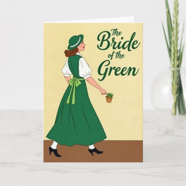 Green Bride Retro Style Card (Front)