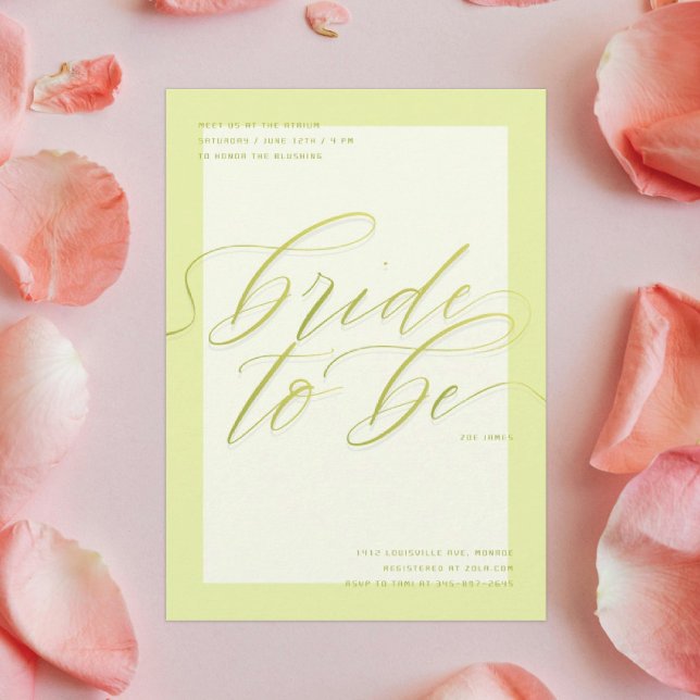 Green Bride to Be | Modern Script Bridal Shower Invitation (Creator Uploaded)