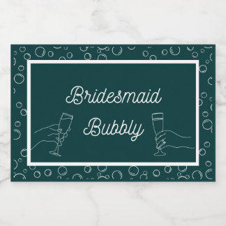 Green Bridesmaid Bubbly Mini Sparkling Wine Lab Label
