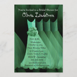 GREEN Bridesmaid Dresses Bridal Shower Invitation