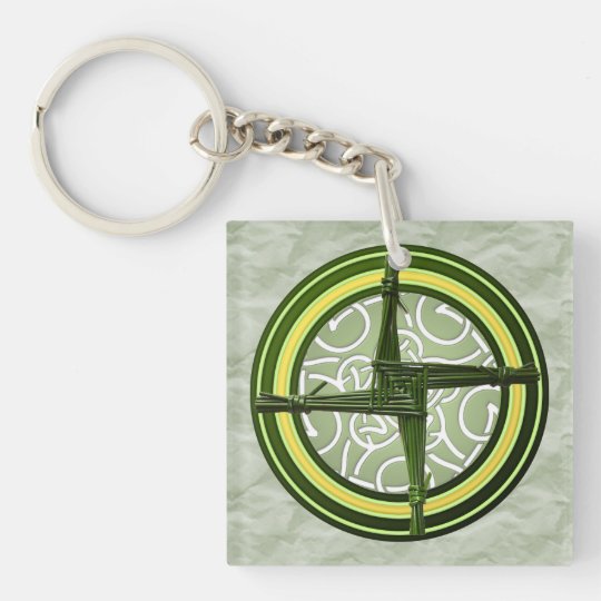 Green Brigid's Cross on Green Key Ring