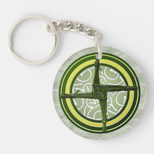 Green Brigid's Cross on Green Key Ring