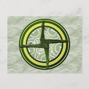 Green Brigid's Cross on Green Postcard