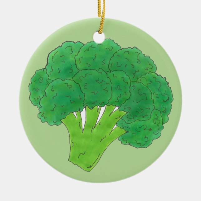 Green Broccoli Bunch Gardening Vegetable Foodie Ceramic Tree Decoration (Front)