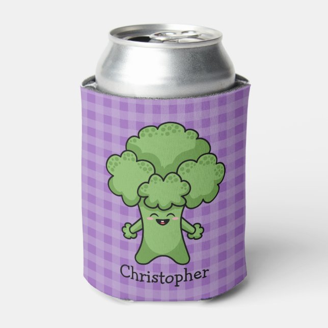 Green Broccoli Personalised Can Cooler (Can Front)