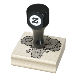Green Broccoli Rubber Stamp