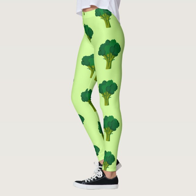 Green Broccoli Vegetable Healthy Eating Veggie Leggings (Left)