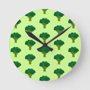 Green Broccoli Vegetable Healthy Eating Veggie Round Clock