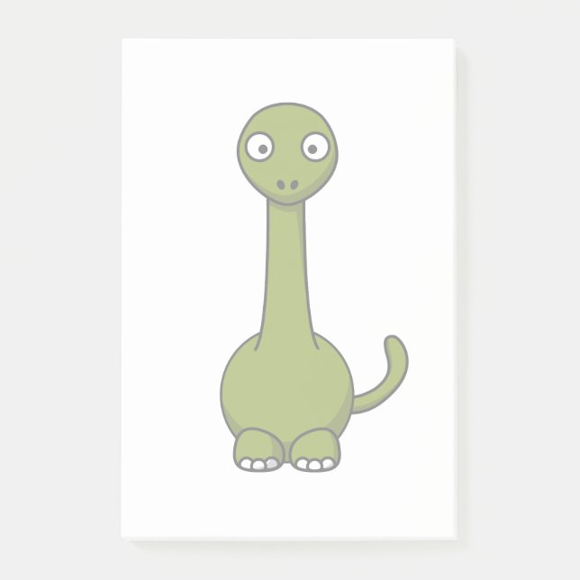 Green Brontosaurus Cartoon Post-it Notes (Front)