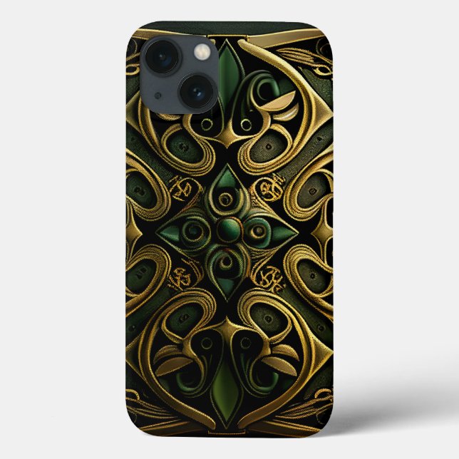 Green Bronze Ornamental Plaid Decoration Pattern Case-Mate iPhone Case (Back)