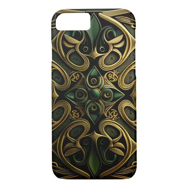 Green Bronze Ornamental Plaid Decoration Pattern Case-Mate iPhone Case (Back)
