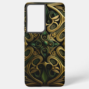 Green Bronze Ornamental Plaid Decoration Pattern Samsung Galaxy Case