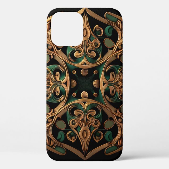 Green Bronze Ornamental Plaid Pattern Decoration Case-Mate iPhone Case (Back)