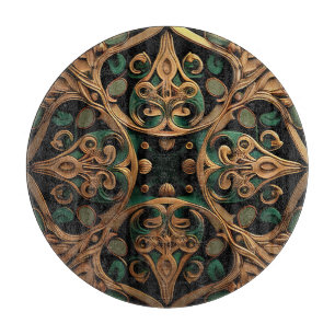 Green Bronze Ornamental Plaid Pattern Decoration Cutting Board