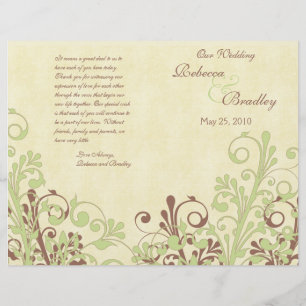 Green & Brown Abstract Floral Wedding Program