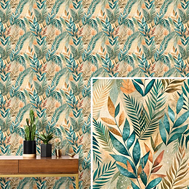 Green  & Brown Abstract Leaves Autumn Tones Leaf  Wallpaper (Creator Uploaded)