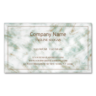 Green Brown And White Marbled Magnetic Business Card