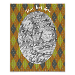 Green Brown Argyle Design Frame Template Photo Pri