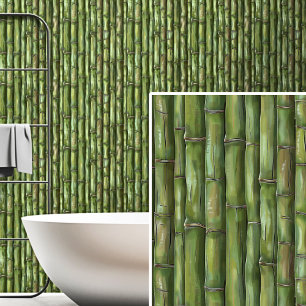 Green Brown Bamboo Wall Fence Painting 