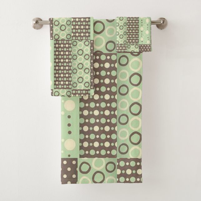Green Brown Bathroom Towel Sets (Insitu)