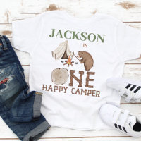 Green Brown Bear One Happy Camper 1st Birthday