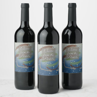 Green, Brown & Beige Brushstrokes Wine Label