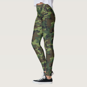Green, Brown, Black Camo Camouflage Leggings