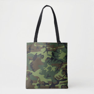 Green, Brown, Black Camo Camouflage Tote Bag