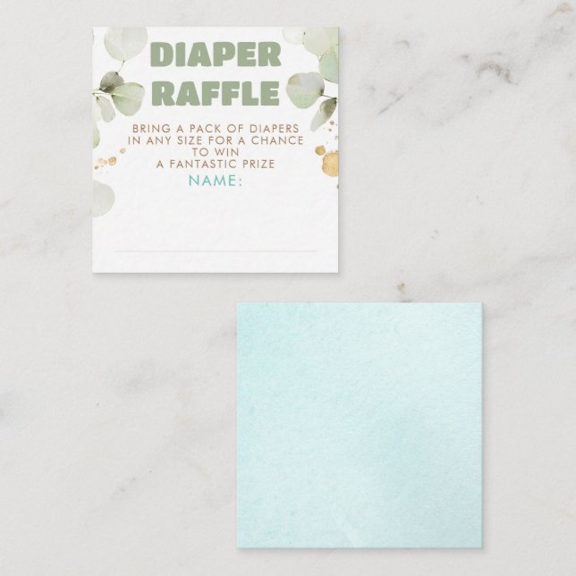Green Brown Blue Diaper Raffle Baby Shower Tickets Enclosure Card (Front/Back)
