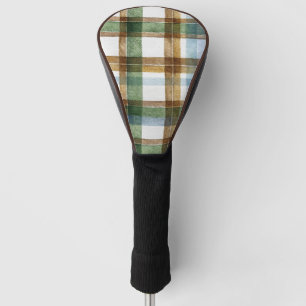 Green Brown Blue Plaid Stripes Golf Head Cover